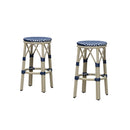 PURPLE LEAF Patio Round Bar Stools Set of 2 Outdoor Backless Barstools Woven Rattan Bar Chair  for Indoor Kitchen Island Bistros Cafe Restaurant