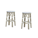 PURPLE LEAF Patio Round Bar Stools Set of 2 Outdoor Backless Barstools Woven Rattan Bar Chair  for Indoor Kitchen Island Bistros Cafe Restaurant