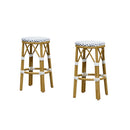 PURPLE LEAF Patio Round Bar Stools Set of 2 Outdoor Backless Barstools Woven Rattan Bar Chair  for Indoor Kitchen Island Bistros Cafe Restaurant