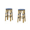 PURPLE LEAF Patio Round Bar Stools Set of 2 Outdoor Backless Barstools Woven Rattan Bar Chair  for Indoor Kitchen Island Bistros Cafe Restaurant