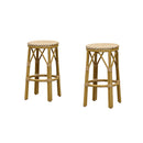 PURPLE LEAF Patio Round Bar Stools Set of 2 Outdoor Backless Barstools Woven Rattan Bar Chair  for Indoor Kitchen Island Bistros Cafe Restaurant