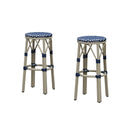 PURPLE LEAF Patio Round Bar Stools Set of 2 Outdoor Backless Barstools Woven Rattan Bar Chair  for Indoor Kitchen Island Bistros Cafe Restaurant