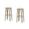 PURPLE LEAF Patio Round Bar Stools Set of 2 Outdoor Backless Barstools Woven Rattan Bar Chair  for Indoor Kitchen Island Bistros Cafe Restaurant
