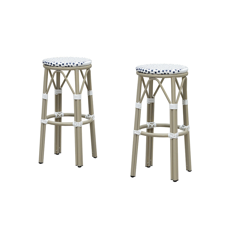 PURPLE LEAF Patio Round Bar Stools Set of 2 Outdoor Backless Barstools Woven Rattan Bar Chair  for Indoor Kitchen Island Bistros Cafe Restaurant