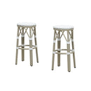 PURPLE LEAF Patio Round Bar Stools Set of 2 Outdoor Backless Barstools Woven Rattan Bar Chair  for Indoor Kitchen Island Bistros Cafe Restaurant