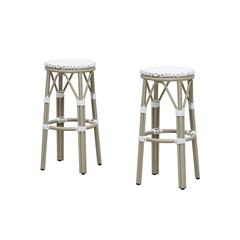 PURPLE LEAF Patio Round Bar Stools Set of 2 Outdoor Backless Barstools Woven Rattan Bar Chair  for Indoor Kitchen Island Bistros Cafe Restaurant