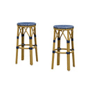 PURPLE LEAF Patio Round Bar Stools Set of 2 Outdoor Backless Barstools Woven Rattan Bar Chair  for Indoor Kitchen Island Bistros Cafe Restaurant