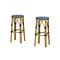 PURPLE LEAF Patio Round Bar Stools Set of 2 Outdoor Backless Barstools Woven Rattan Bar Chair  for Indoor Kitchen Island Bistros Cafe Restaurant