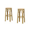 PURPLE LEAF Patio Round Bar Stools Set of 2 Outdoor Backless Barstools Woven Rattan Bar Chair  for Indoor Kitchen Island Bistros Cafe Restaurant