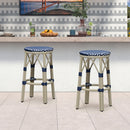 PURPLE LEAF Patio Round Bar Stools Set of 2 Outdoor Backless Barstools Woven Rattan Bar Chair  for Indoor Kitchen Island Bistros Cafe Restaurant