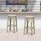 PURPLE LEAF Patio Round Bar Stools Set of 2 Outdoor Backless Barstools Woven Rattan Bar Chair  for Indoor Kitchen Island Bistros Cafe Restaurant