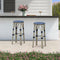 PURPLE LEAF Patio Round Bar Stools Set of 2 Outdoor Backless Barstools Woven Rattan Bar Chair  for Indoor Kitchen Island Bistros Cafe Restaurant