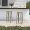 PURPLE LEAF Patio Round Bar Stools Set of 2 Outdoor Backless Barstools Woven Rattan Bar Chair  for Indoor Kitchen Island Bistros Cafe Restaurant