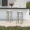 PURPLE LEAF Patio Round Bar Stools Set of 2 Outdoor Backless Barstools Woven Rattan Bar Chair  for Indoor Kitchen Island Bistros Cafe Restaurant