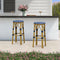 PURPLE LEAF Patio Round Bar Stools Set of 2 Outdoor Backless Barstools Woven Rattan Bar Chair  for Indoor Kitchen Island Bistros Cafe Restaurant