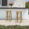 PURPLE LEAF Patio Round Bar Stools Set of 2 Outdoor Backless Barstools Woven Rattan Bar Chair  for Indoor Kitchen Island Bistros Cafe Restaurant