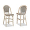 PURPLE LEAF French Counter Height Bar Height Stool Set of 2, Patio Bar Chairs with Back Rattan, French Bistro Set