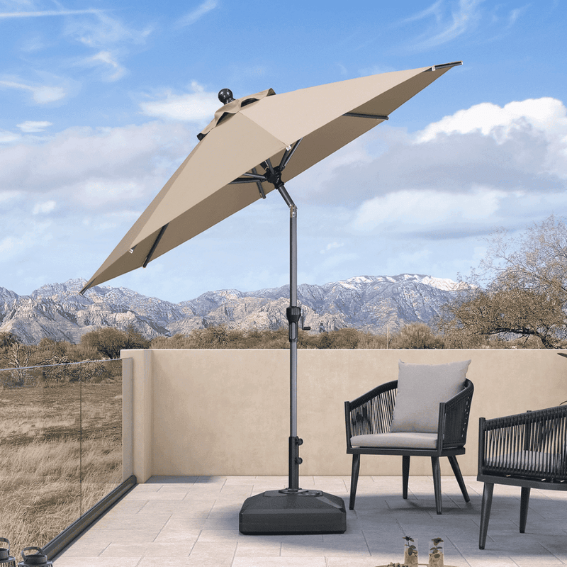 PURPLE LEAF Crank and Tilt Table Umbrella Outdoor Patio Market Umbrella with Visible Hand Crank System