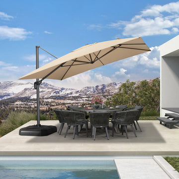 11x11ft Backyard Telescopic Umbrella, Extra Large Umbrella, Turquoise Blue