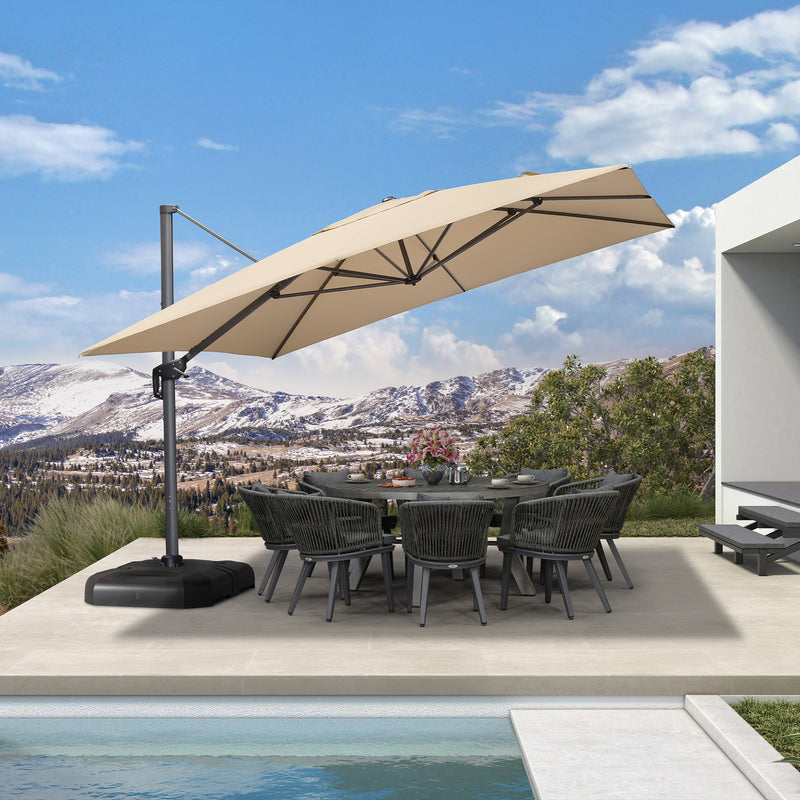 PURPLE LEAF Cantilever Telescopic Umbrella for Swimming Pool, Patio, Porch, Garden