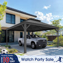 PURPLE LEAF Outdoor Metal Carport with Grey Steel Roof and Aluminum Frame Protective Shelter