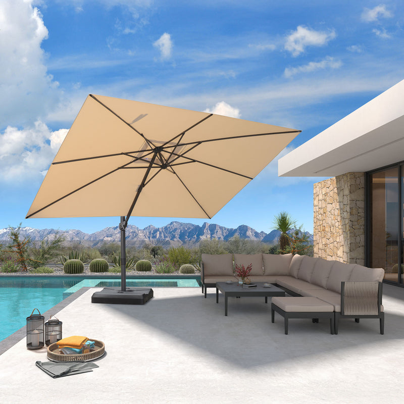 PURPLE LEAF Stepless Tilt Cantilever Umbrella Affordable Outdoor Patio Umbrella