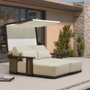PURPLE LEAF Outdoor Chaise Lounge Modern Aluminum Teak Finish Lounge Chair with Thick Cushion and 2 Pillows Elegant Style Lounger for Residential Commercial Patio Pool and Villa Bronze