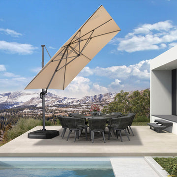 11x11ft Backyard Telescopic Umbrella, Extra Large Umbrella, Turquoise Blue