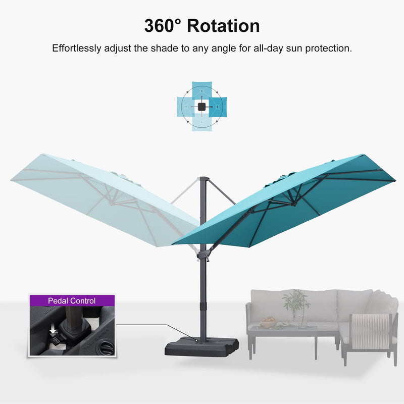 PURPLE LEAF Stepless Tilt Cantilever Umbrella Affordable Outdoor Patio Umbrella