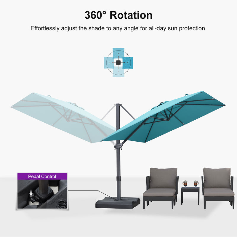 PURPLE LEAF Stepless Tilt Cantilever Umbrella Affordable Outdoor Patio Umbrella