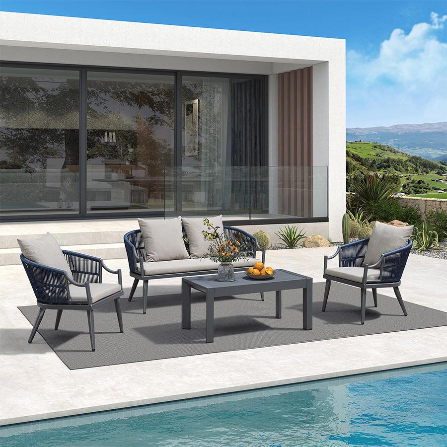 Buler 4 8 Pieces Modern Patio Conversation Set Rattan Chairs Coffee Table Sofa Poolside