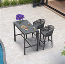 OPEN BOX I PURPLR LEAF Bar Stools Chair Set of 2, Rattan and Aluminum Frame with Comfortable Cushion