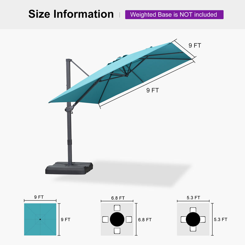PURPLE LEAF Stepless Tilt Cantilever Umbrella Affordable Outdoor Patio Umbrella