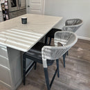 PURPLE LEAF Outdoor Bar Stools with Back, Iron Rattan Patio Bar Chairs with embedded Cushion, Garden Outside Bar Stools