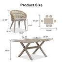 PURPLE LEAF Modern Outdoor Dining Table with 6/8/10 Seats, All-Weather Aluminum Table and Rattan Chairs with Cushions, Champagne