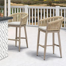 Purple Leaf Counter Bar Stools Chair Set of 2, Modern Aluminum Wicker Bar Chair Indoor and Outdoor - Purple Leaf Garden