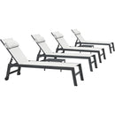 PURPLE LEAF Outdoor Lounge Chair Patio Chaise Pool Lounger Aluminum Frame with Side Table and Wheels for Outside Sunbathing Tanning Recliner Including Pillows