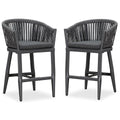 Purple Leaf Counter Bar Stools Chair Set of 2, Modern Aluminum Wicker Bar Chair Indoor and Outdoor