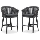 Purple Leaf Counter Bar Stools Chair Set of 2, Modern Aluminum Wicker Bar Chair Indoor and Outdoor