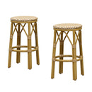 PURPLE LEAF Patio Round Bar Stools Set of 2 Outdoor Backless Barstools Woven Rattan Bar Chair  for Indoor Kitchen Island Bistros Cafe Restaurant