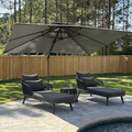 PURPLE LEAF Outdoor Chaise Lounge Thick Cushion, Aluminum Frame Patio Lounge Chair with Pillow & Lumbar Support, Wicker Armrests Sun Lounger for Poolside, Backyard, All-Weather Use