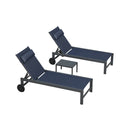 PURPLE LEAF Outdoor Lounge Chair Patio Chaise Pool Lounger Aluminum Frame with Side Table and Wheels for Outside Sunbathing Tanning Recliner Including Pillows