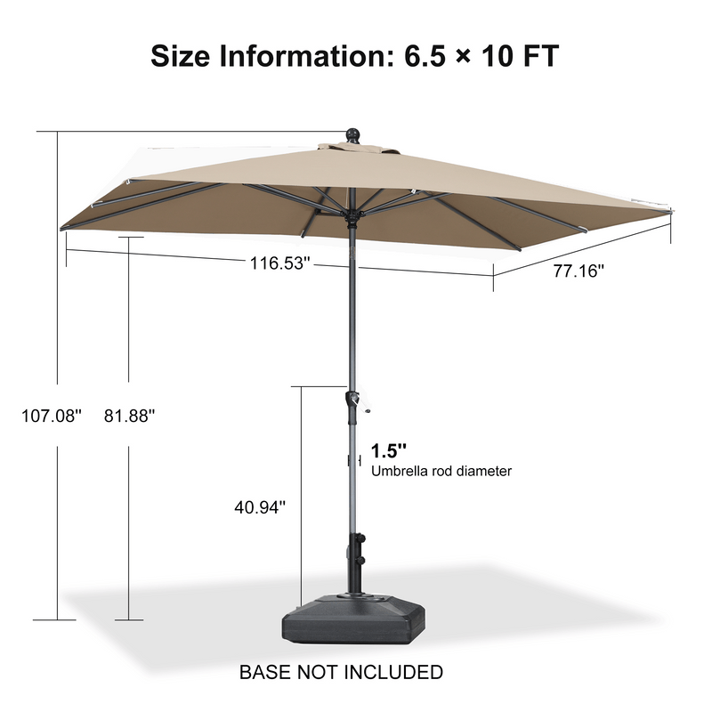PURPLE LEAF Crank and Tilt Table Umbrella Outdoor Patio Market Umbrella with Visible Hand Crank System