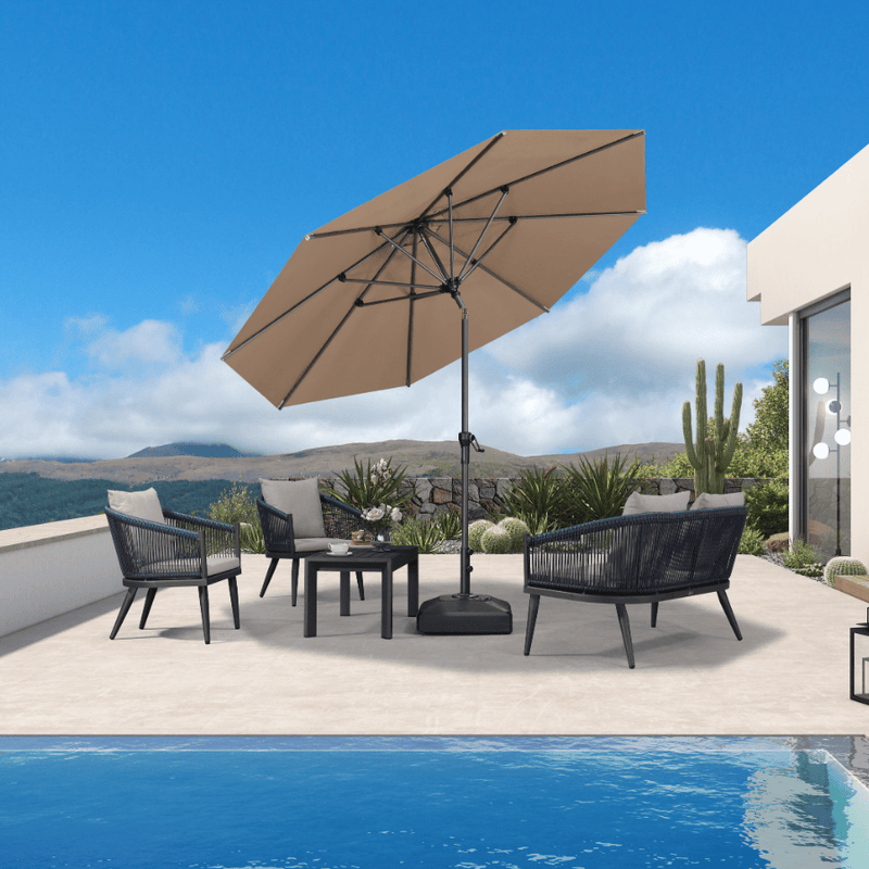 PURPLE LEAF Crank and Tilt Table Umbrella Outdoor Patio Market Umbrella with Visible Hand Crank System