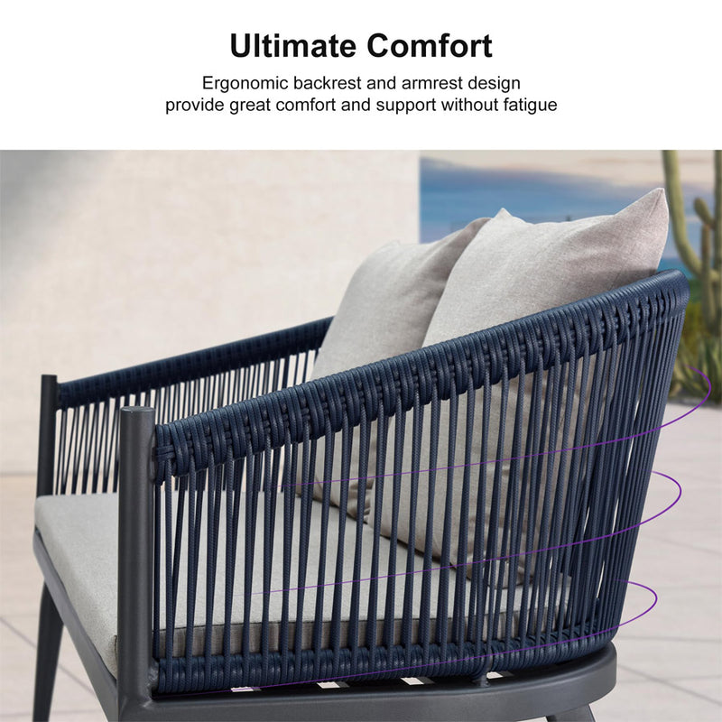 PURPLE LEAF 4-Piece Patio Conversation Set with All-Aluminum Frame, Handwoven Wicker Chairs, and High-Resilience Cushions for Patio Garden Balcony Poolside