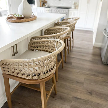 Rattan Bar Stools Set of Counter/Bar Height Chairs