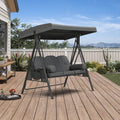 PURPLE LEAF Outdoor Porch Swing with Stand, 3-seat Swing Chair