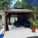 【Outdoor Idea】PURPLE LEAF Backyard Gazebo with Wood Grain Aluminum Frame Dining Sets-Bundle sales - Purple Leaf Garden