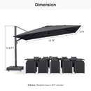 PURPLE LEAF Outdoor Sun Heavy Duty Cantilever Umbrella for Patio, Porch, Beach