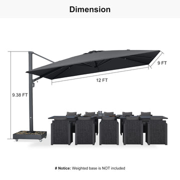 belmont cantilever offset patio umbrella PURPLE LEAF Heavy Duty Cantilever Patio Umbrella Extra Large Outdoor Umbrella for Yard, Garden, Pool